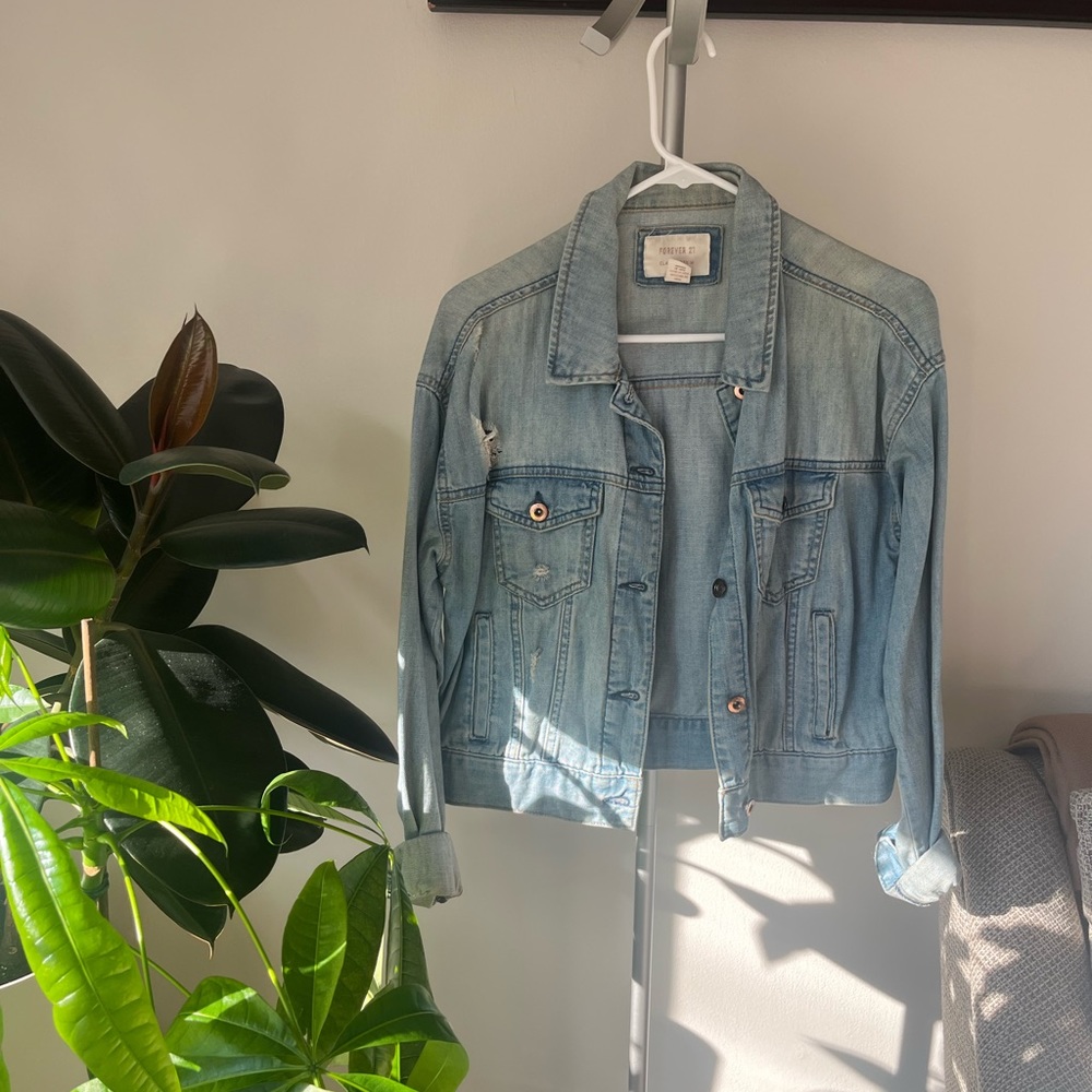 light blue jean jacket